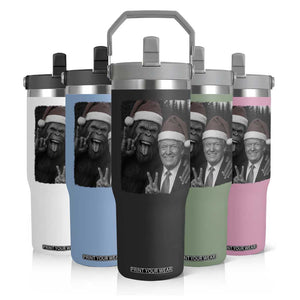 Funny Bigfoot Selfie Christmas Flip Straw Tumbler Sasquatch Trump Meme TS14 Print Your Wear