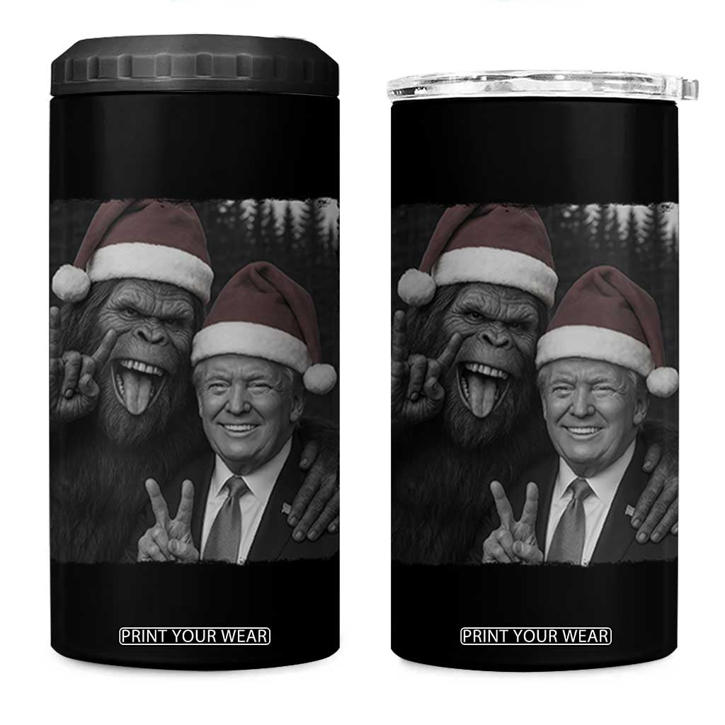 Funny Bigfoot Selfie Christmas 4 in 1 Can Cooler Tumbler Sasquatch Trump Meme TS14 One Size: 16 oz Black Print Your Wear