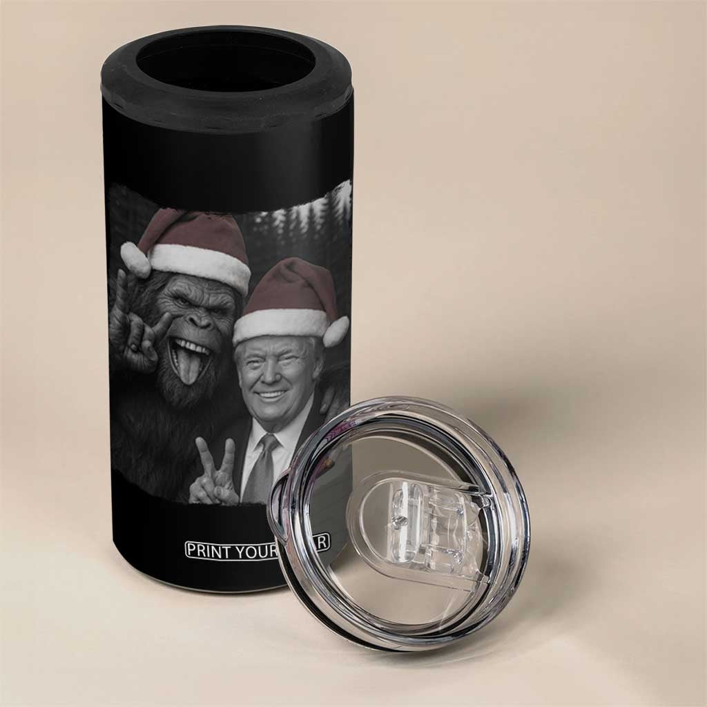 Funny Bigfoot Selfie Christmas 4 in 1 Can Cooler Tumbler Sasquatch Trump Meme TS14 Print Your Wear