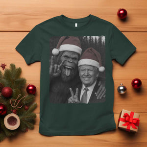Funny Bigfoot Selfie Christmas T Shirt Sasquatch Trump Meme TS14 Dark Forest Green Print Your Wear