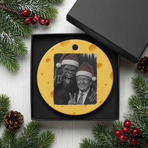 Funny Bigfoot Selfie Xmas Ceramic Ornament Sasquatch Trump Meme TS14 1pc Yellow Cheese Print Your Wear