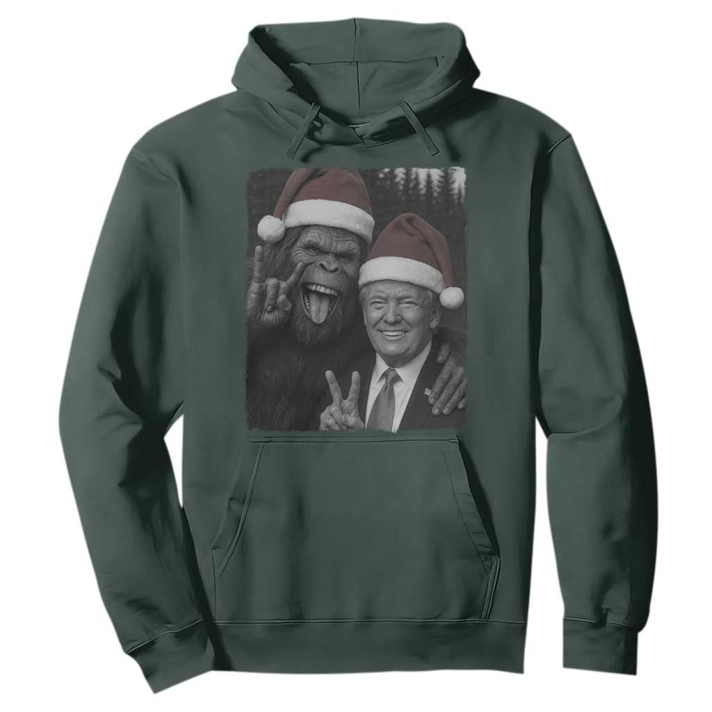 Funny Bigfoot Selfie Christmas Hoodie Sasquatch Trump Meme TS14 Dark Forest Green Print Your Wear