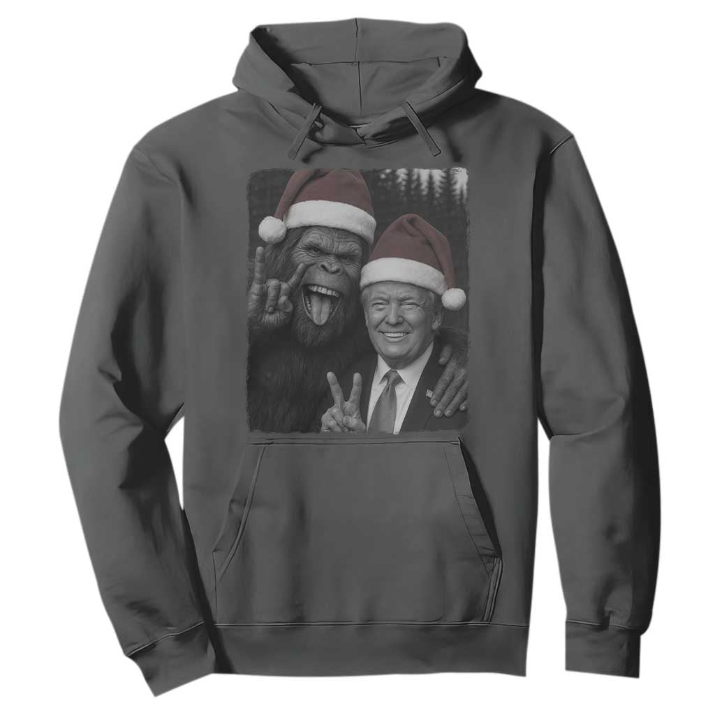 Funny Bigfoot Selfie Christmas Hoodie Sasquatch Trump Meme TS14 Dark Heather Print Your Wear