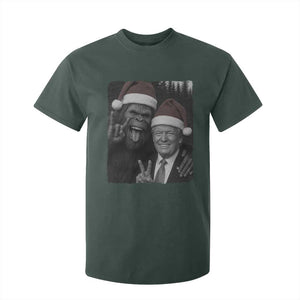 Funny Bigfoot Selfie Christmas T Shirt For Kid Sasquatch Trump Meme TS14 Dark Forest Green Print Your Wear
