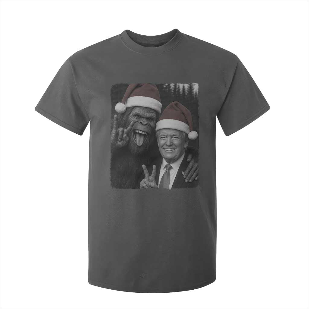Funny Bigfoot Selfie Christmas T Shirt For Kid Sasquatch Trump Meme TS14 Dark Heather Print Your Wear