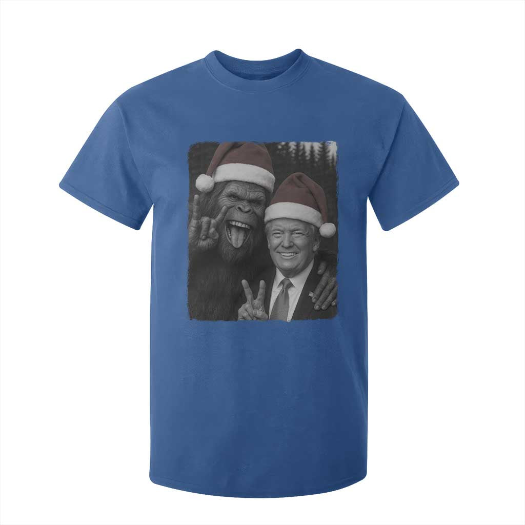 Funny Bigfoot Selfie Christmas T Shirt For Kid Sasquatch Trump Meme TS14 Royal Blue Print Your Wear