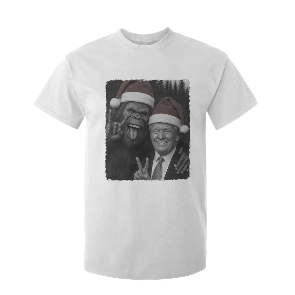 Funny Bigfoot Selfie Christmas T Shirt For Kid Sasquatch Trump Meme TS14 White Print Your Wear