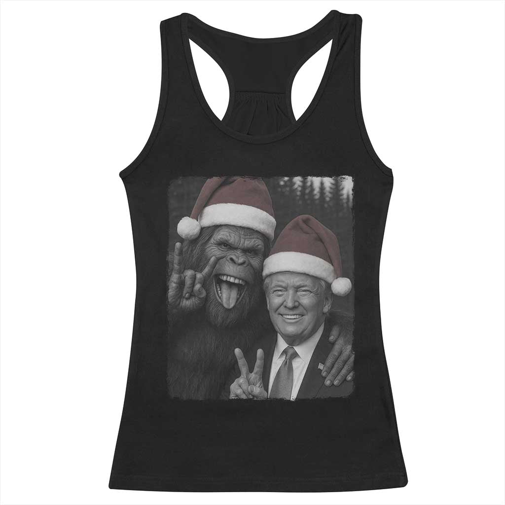 Funny Bigfoot Selfie Christmas Racerback Tank Top Sasquatch Trump Meme TS14 Black Print Your Wear