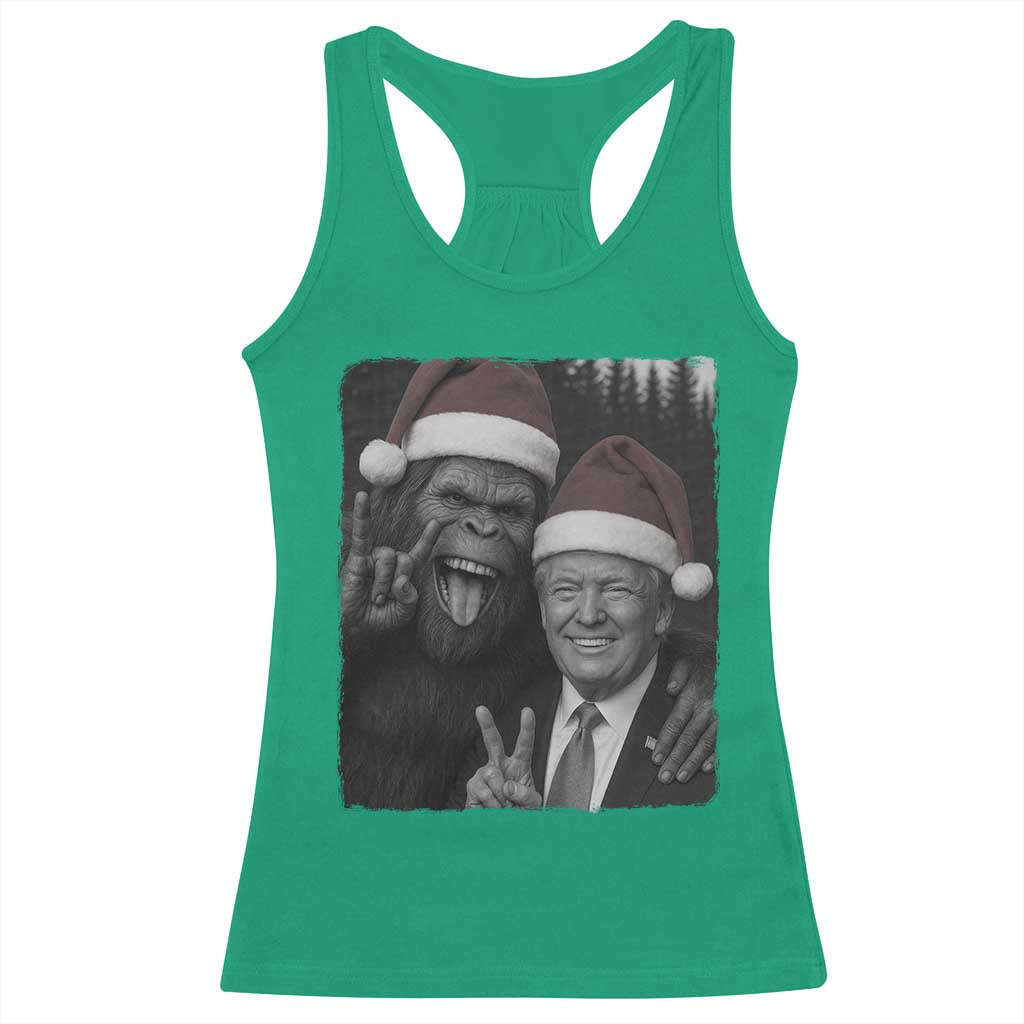 Funny Bigfoot Selfie Christmas Racerback Tank Top Sasquatch Trump Meme TS14 Irish Green Print Your Wear