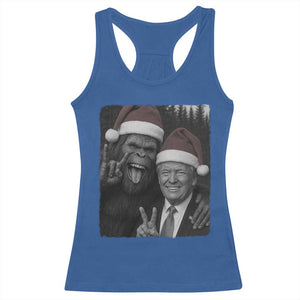 Funny Bigfoot Selfie Christmas Racerback Tank Top Sasquatch Trump Meme TS14 Royal Blue Print Your Wear