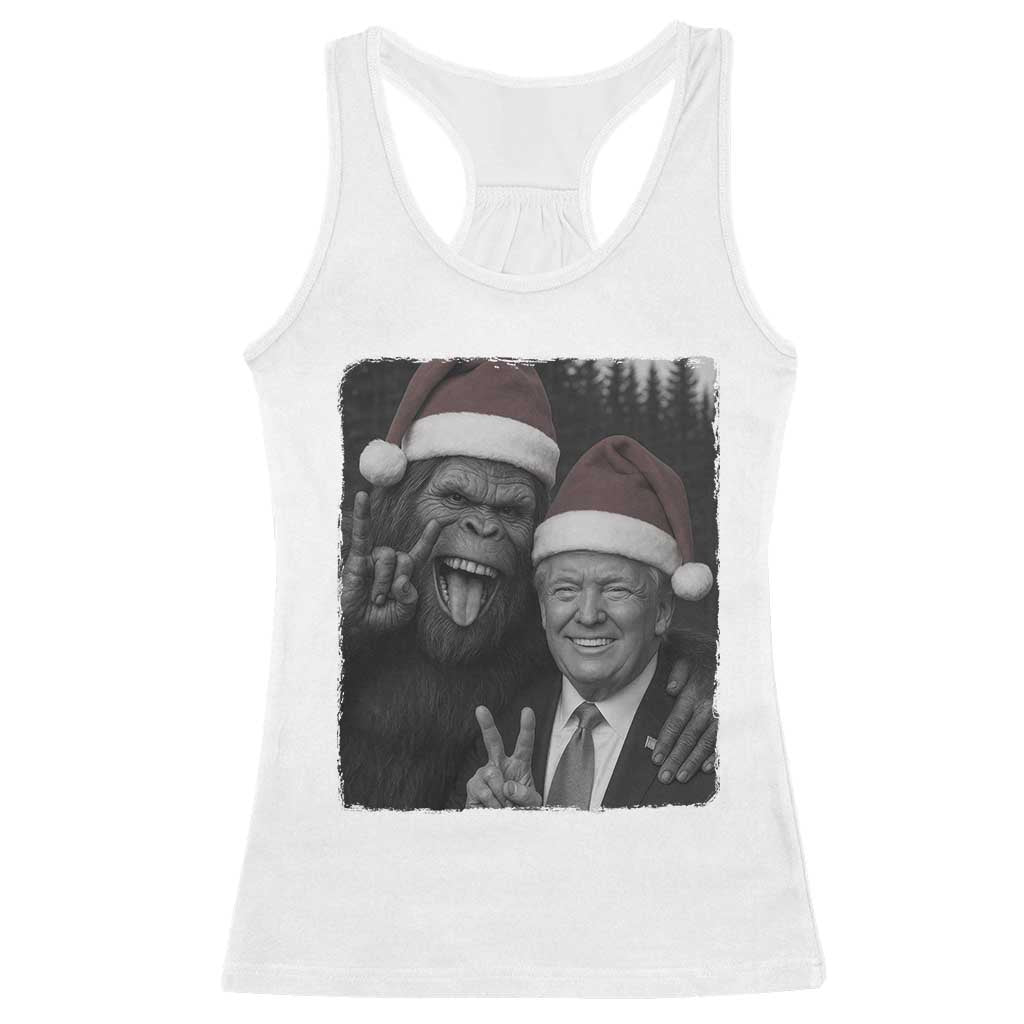 Funny Bigfoot Selfie Christmas Racerback Tank Top Sasquatch Trump Meme TS14 White Print Your Wear