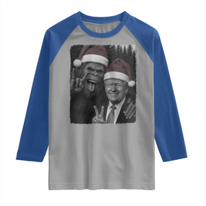 Funny Bigfoot Selfie Christmas Raglan Shirt Sasquatch Trump Meme TS14 Sport Gray Royal Print Your Wear