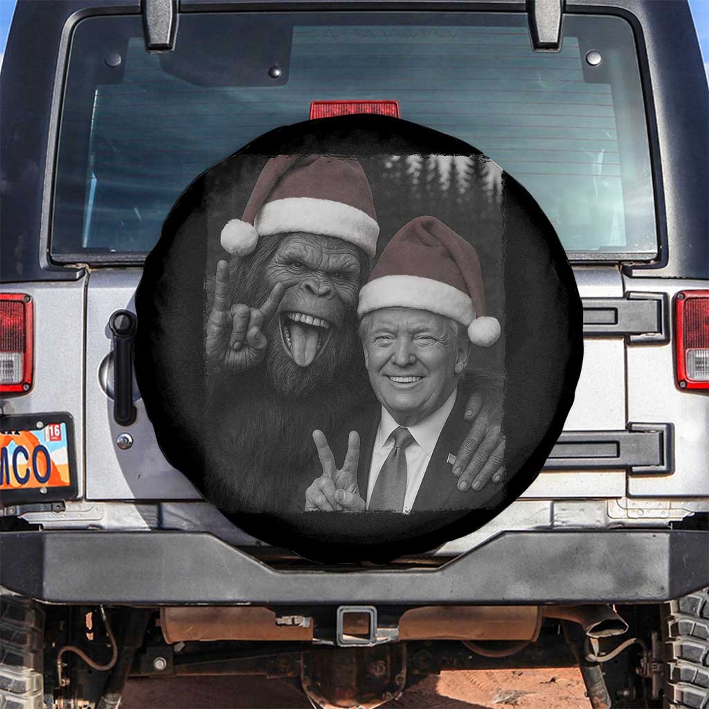 Funny Bigfoot Selfie Christmas Spare Tire Cover Sasquatch Trump Meme TS14 No hole Black Print Your Wear