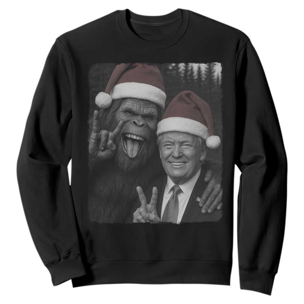 Funny Bigfoot Selfie Christmas Sweatshirt Sasquatch Trump Meme TS14 Black Print Your Wear