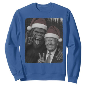 Funny Bigfoot Selfie Christmas Sweatshirt Sasquatch Trump Meme TS14 Royal Blue Print Your Wear