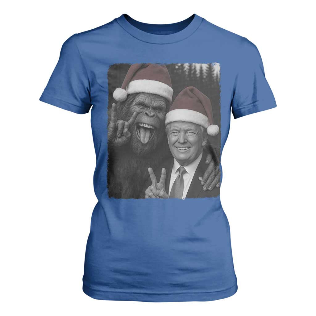 Funny Bigfoot Selfie Christmas T Shirt For Women Sasquatch Trump Meme TS14 Royal Blue Print Your Wear