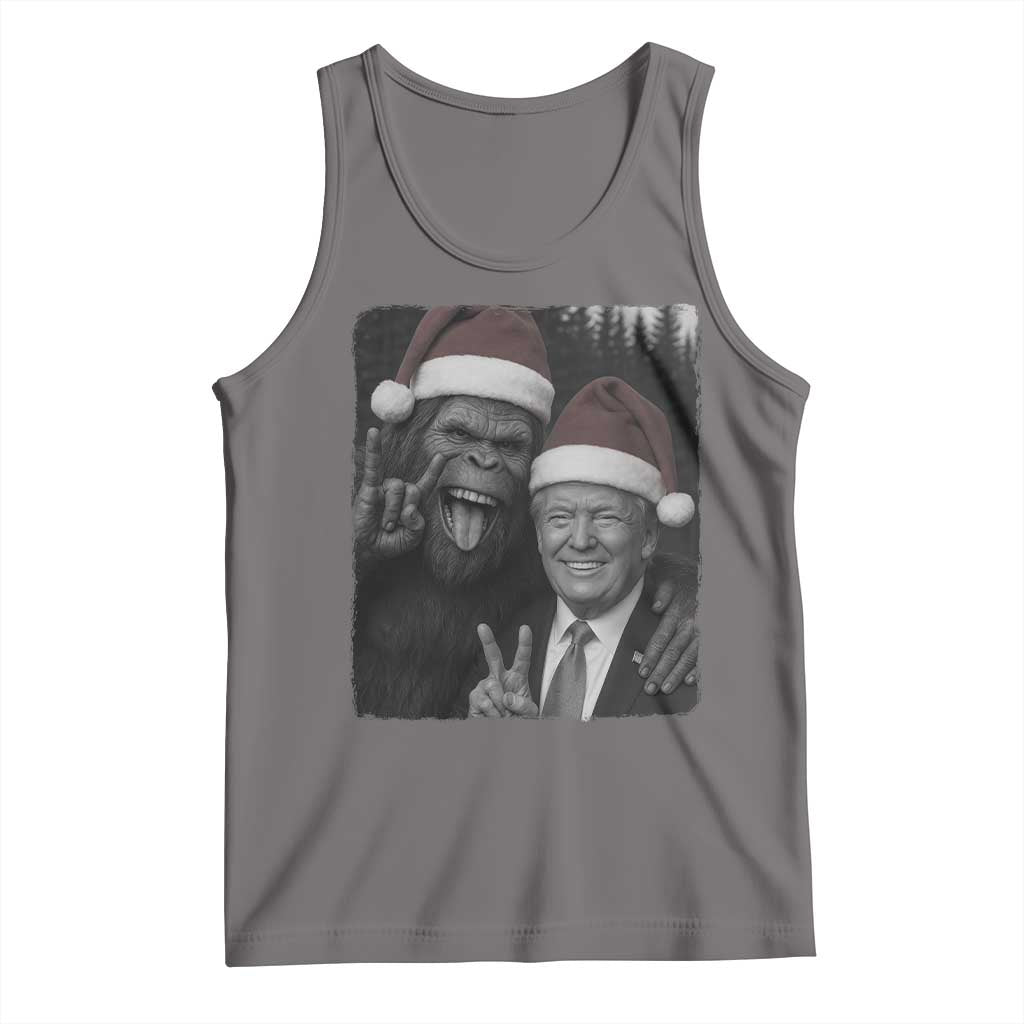 Funny Bigfoot Selfie Christmas Tank Top Sasquatch Trump Meme TS14 Deep Heather Print Your Wear