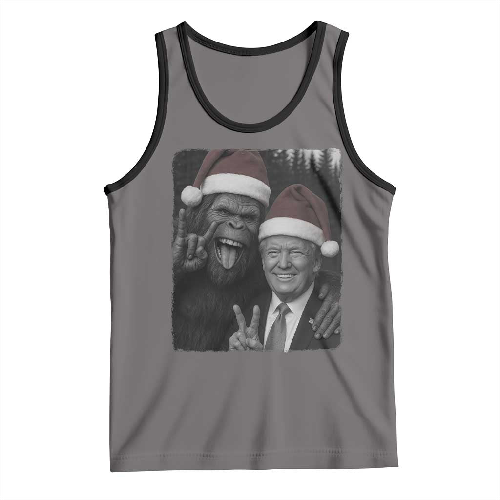 Funny Bigfoot Selfie Christmas Tank Top Sasquatch Trump Meme TS14 Deep Heather Black Print Your Wear