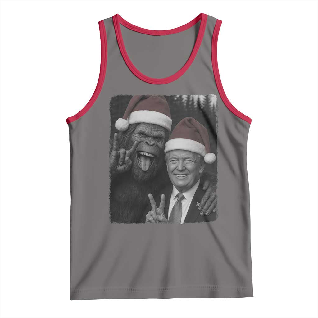Funny Bigfoot Selfie Christmas Tank Top Sasquatch Trump Meme TS14 Deep Heather Red Print Your Wear