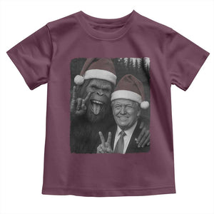 Funny Bigfoot Selfie Christmas Toddler T Shirt Sasquatch Trump Meme TS14 Maroon Print Your Wear