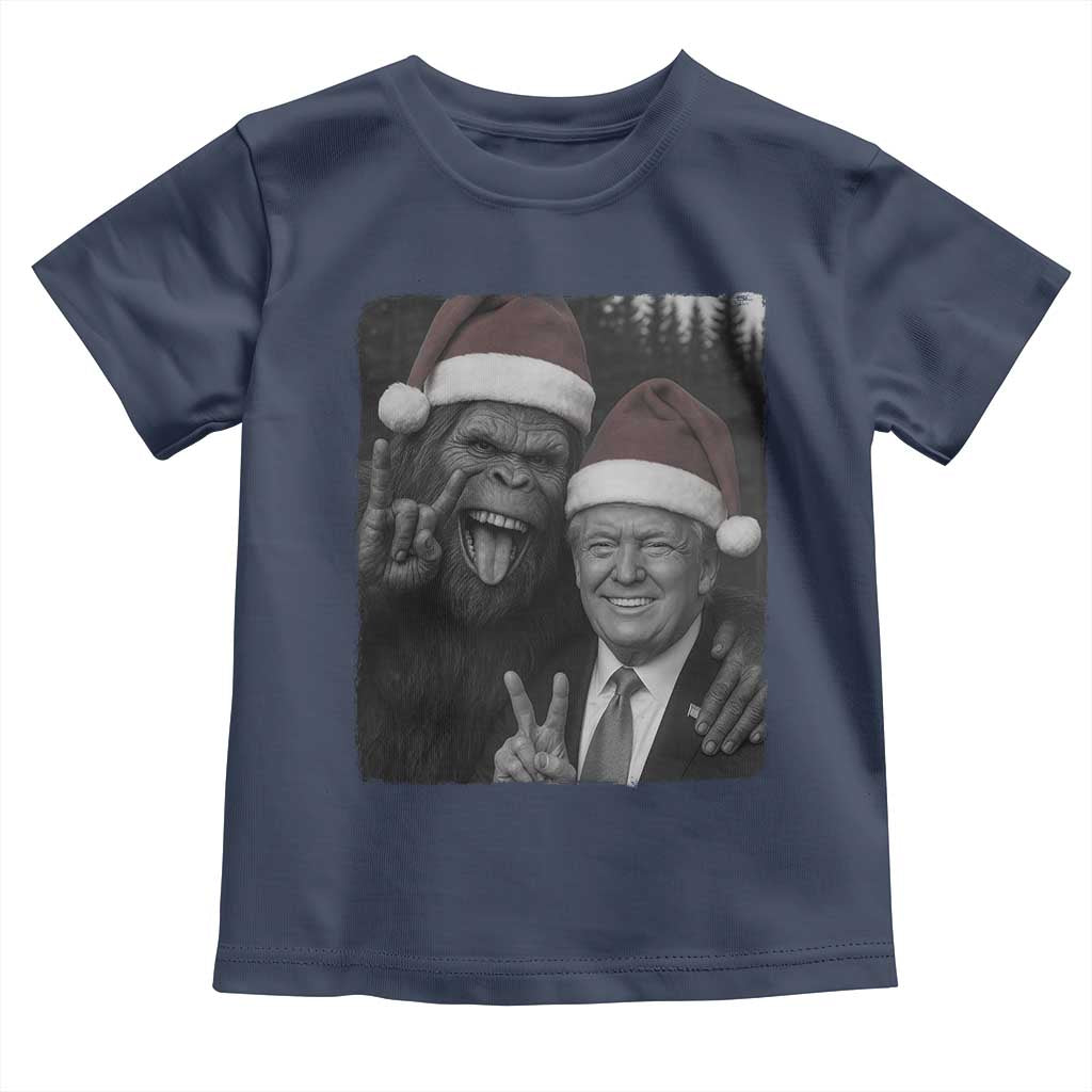 Funny Bigfoot Selfie Christmas Toddler T Shirt Sasquatch Trump Meme TS14 Navy Print Your Wear