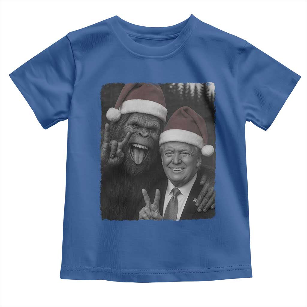 Funny Bigfoot Selfie Christmas Toddler T Shirt Sasquatch Trump Meme TS14 Royal Blue Print Your Wear