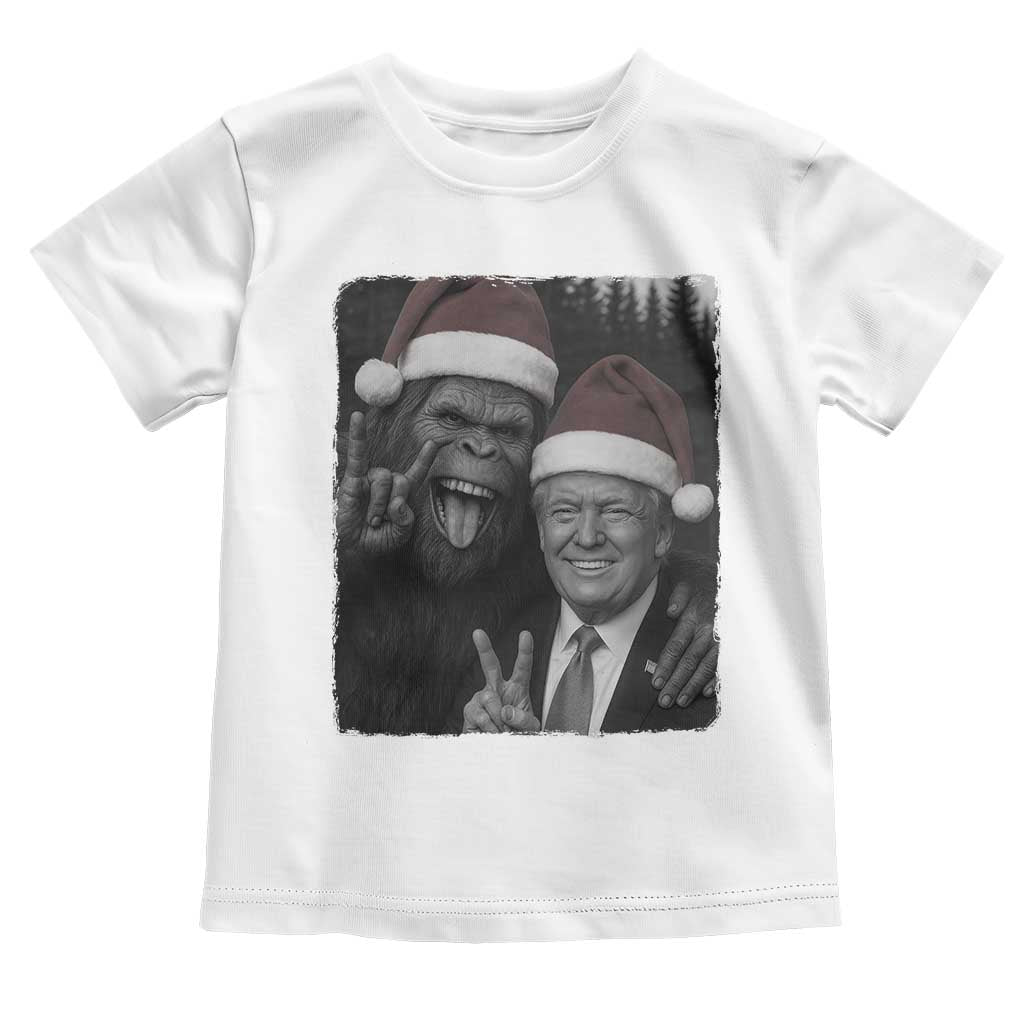 Funny Bigfoot Selfie Christmas Toddler T Shirt Sasquatch Trump Meme TS14 White Print Your Wear