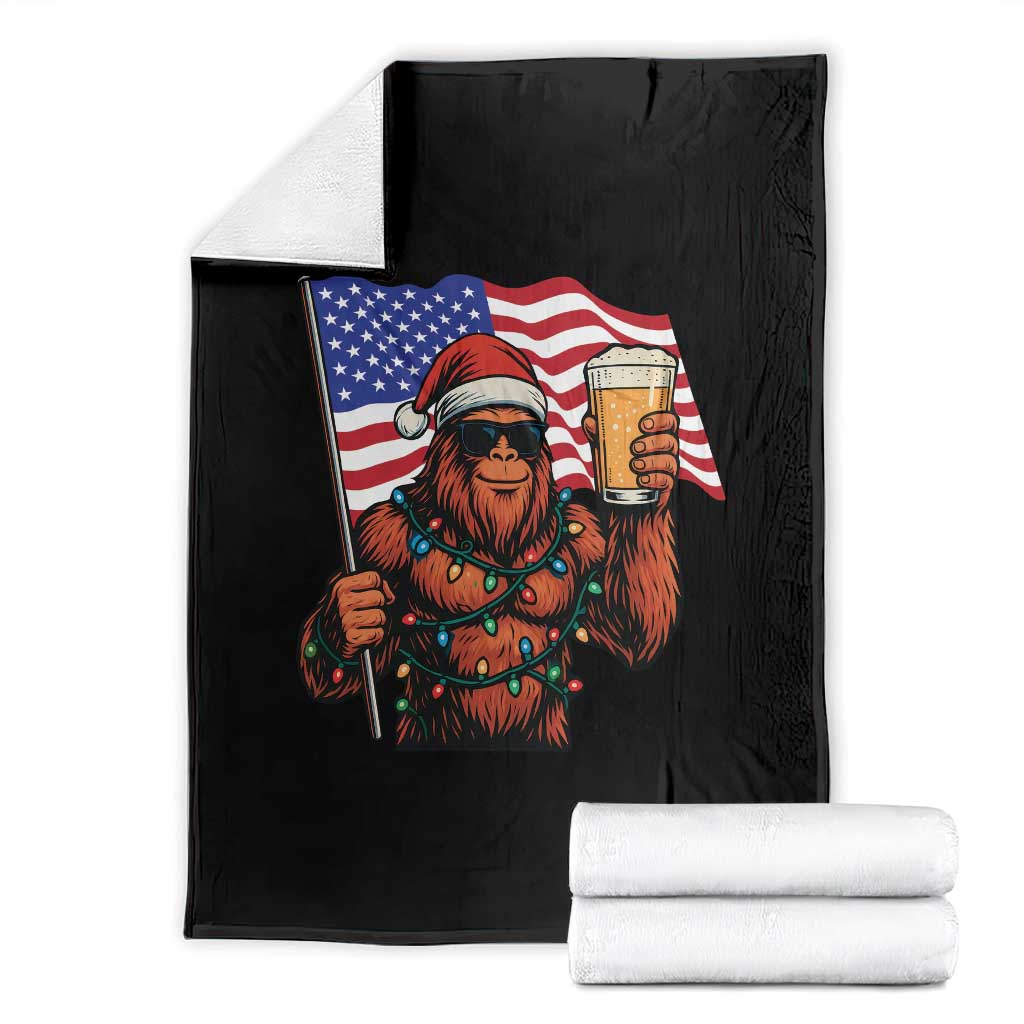 Bigfoot Beer Christmas Throw Blanket Sasquatch American Flag Patriotic TS14 Black Print Your Wear