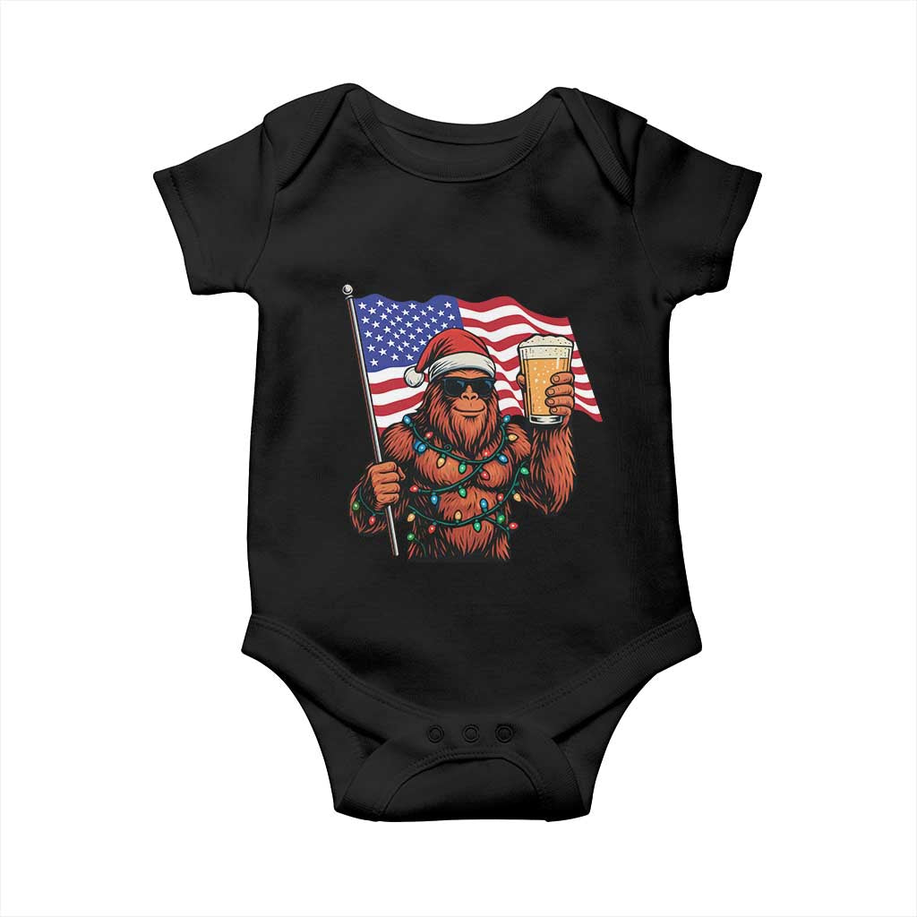 Bigfoot Beer Christmas Baby Onesie Sasquatch American Flag Patriotic TS14 Black Print Your Wear