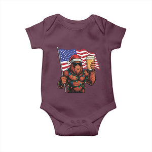 Bigfoot Beer Christmas Baby Onesie Sasquatch American Flag Patriotic TS14 Maroon Print Your Wear