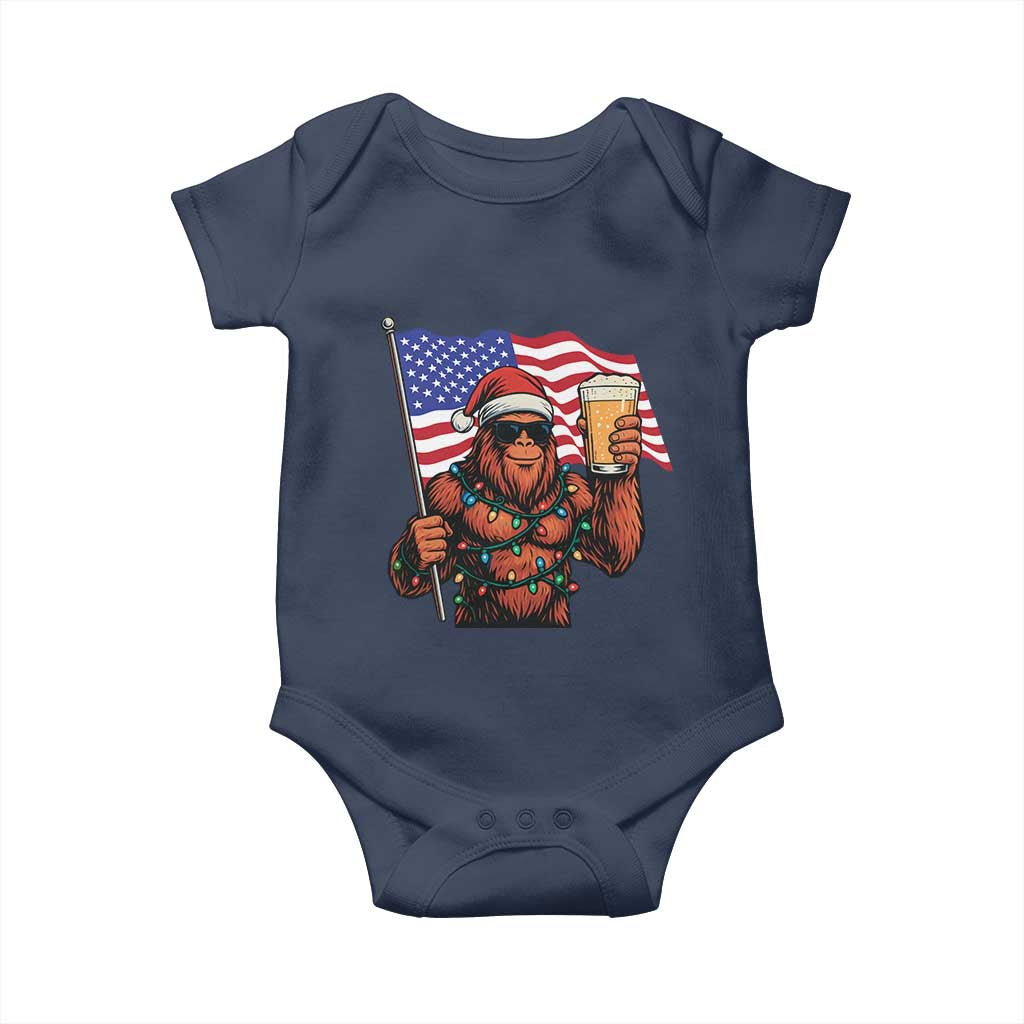 Bigfoot Beer Christmas Baby Onesie Sasquatch American Flag Patriotic TS14 Navy Print Your Wear