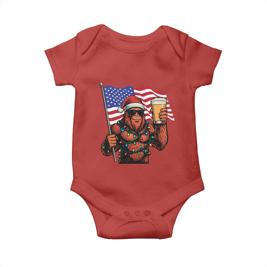 Bigfoot Beer Christmas Baby Onesie Sasquatch American Flag Patriotic TS14 Red Print Your Wear
