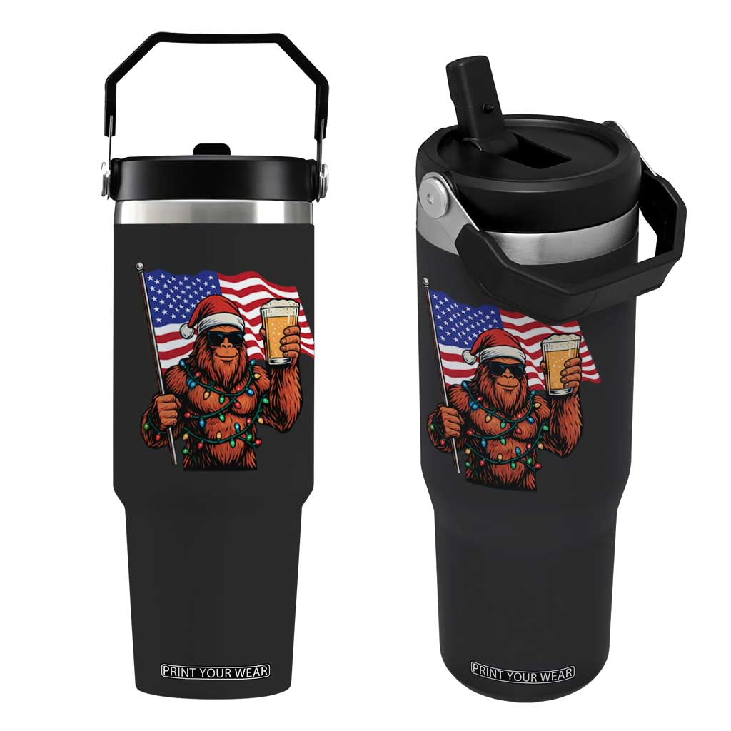 Bigfoot Beer Christmas Flip Straw Tumbler Sasquatch American Flag Patriotic TS14 One Size: 30 oz Black Print Your Wear