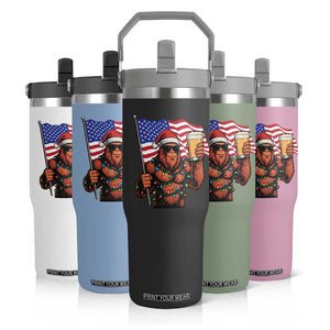 Bigfoot Beer Christmas Flip Straw Tumbler Sasquatch American Flag Patriotic TS14 Print Your Wear