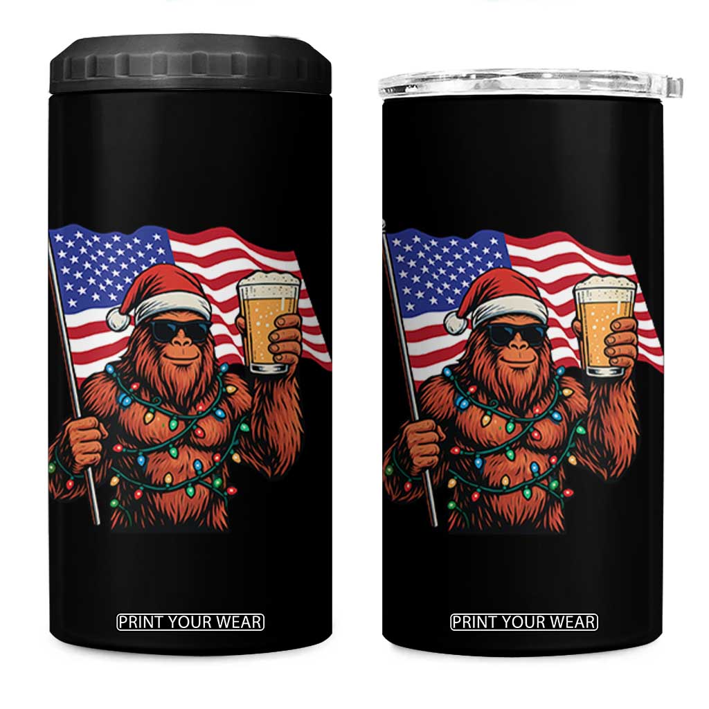 Bigfoot Beer Christmas 4 in 1 Can Cooler Tumbler Sasquatch American Flag Patriotic TS14 One Size: 16 oz Black Print Your Wear