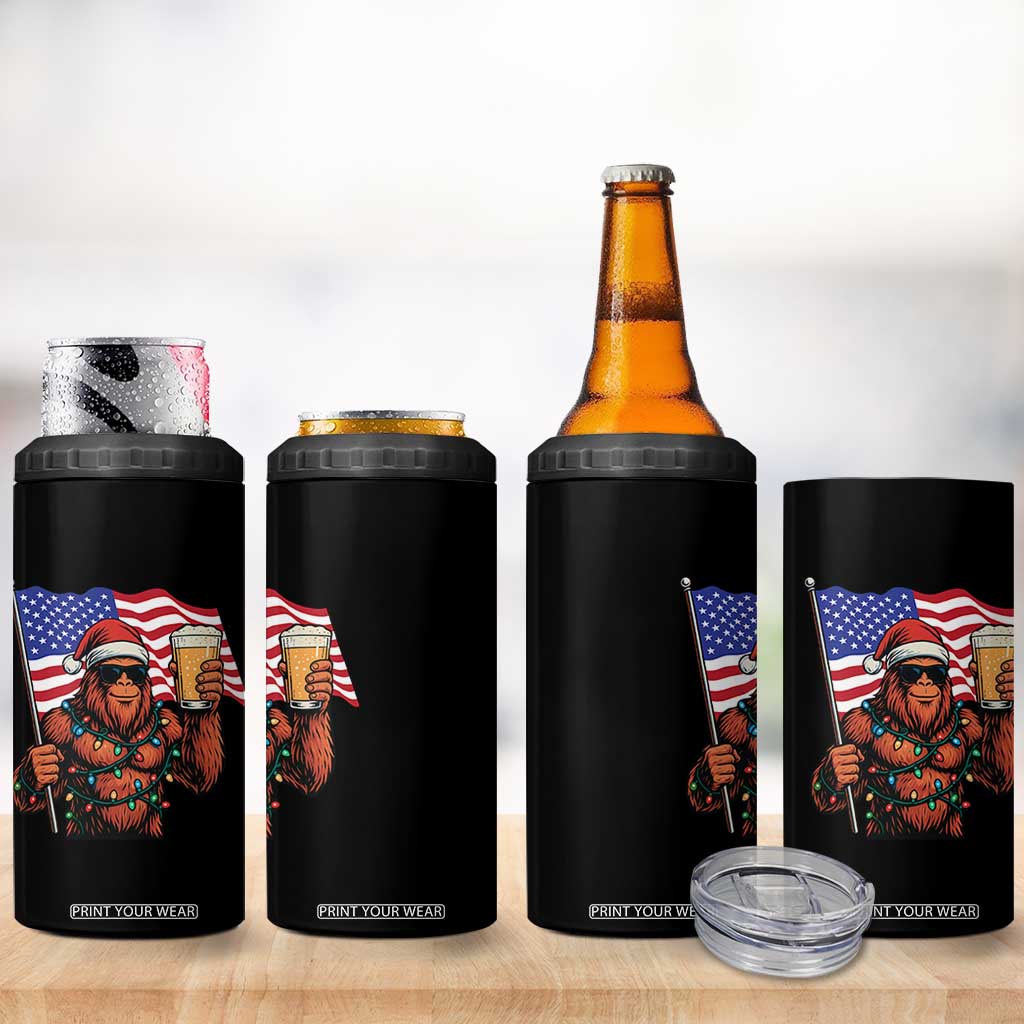 Bigfoot Beer Christmas 4 in 1 Can Cooler Tumbler Sasquatch American Flag Patriotic TS14 Print Your Wear