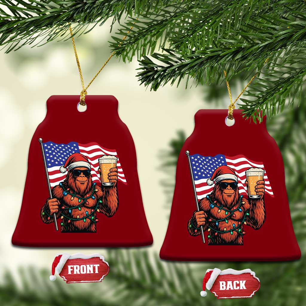 Bigfoot Beer Xmas Ceramic Ornament Sasquatch American Flag Patriotic TS14 Print Your Wear