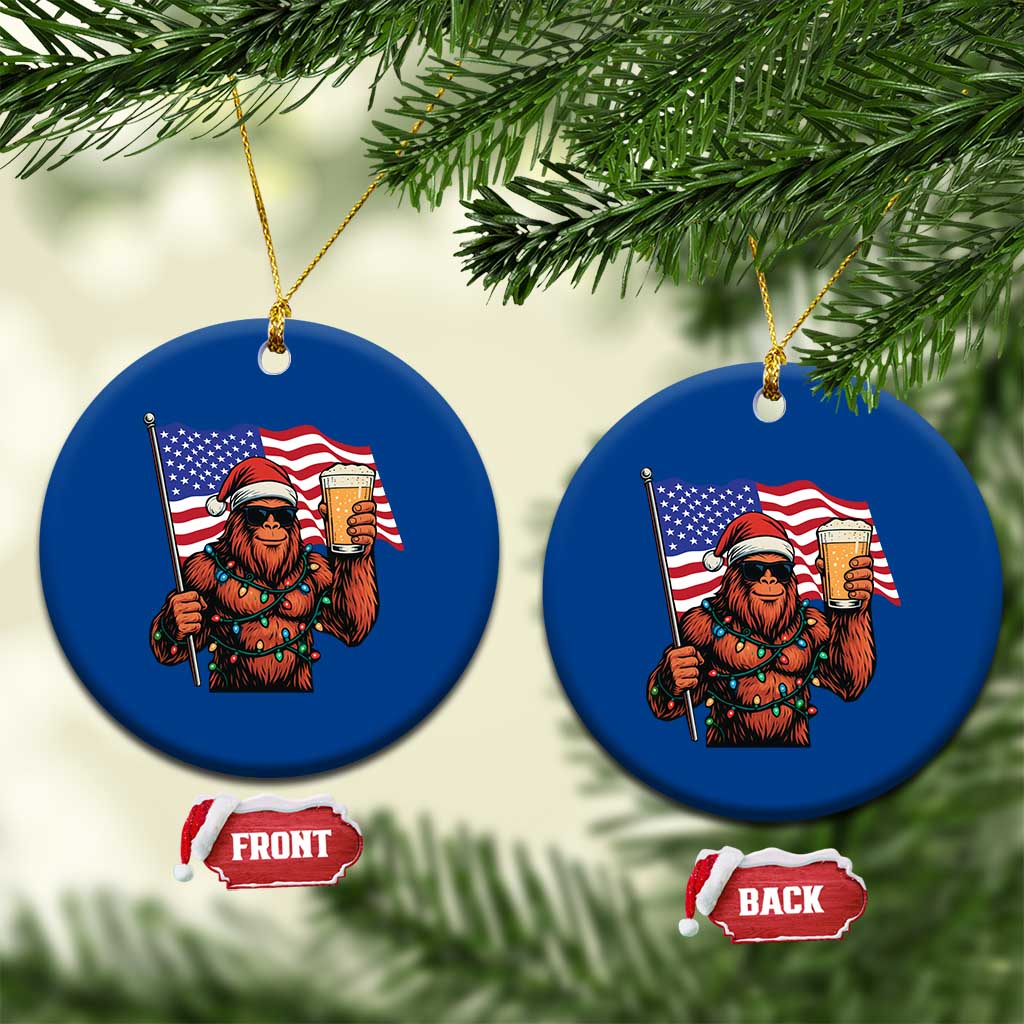 Bigfoot Beer Xmas Ceramic Ornament Sasquatch American Flag Patriotic TS14 1pc Blue Print Your Wear