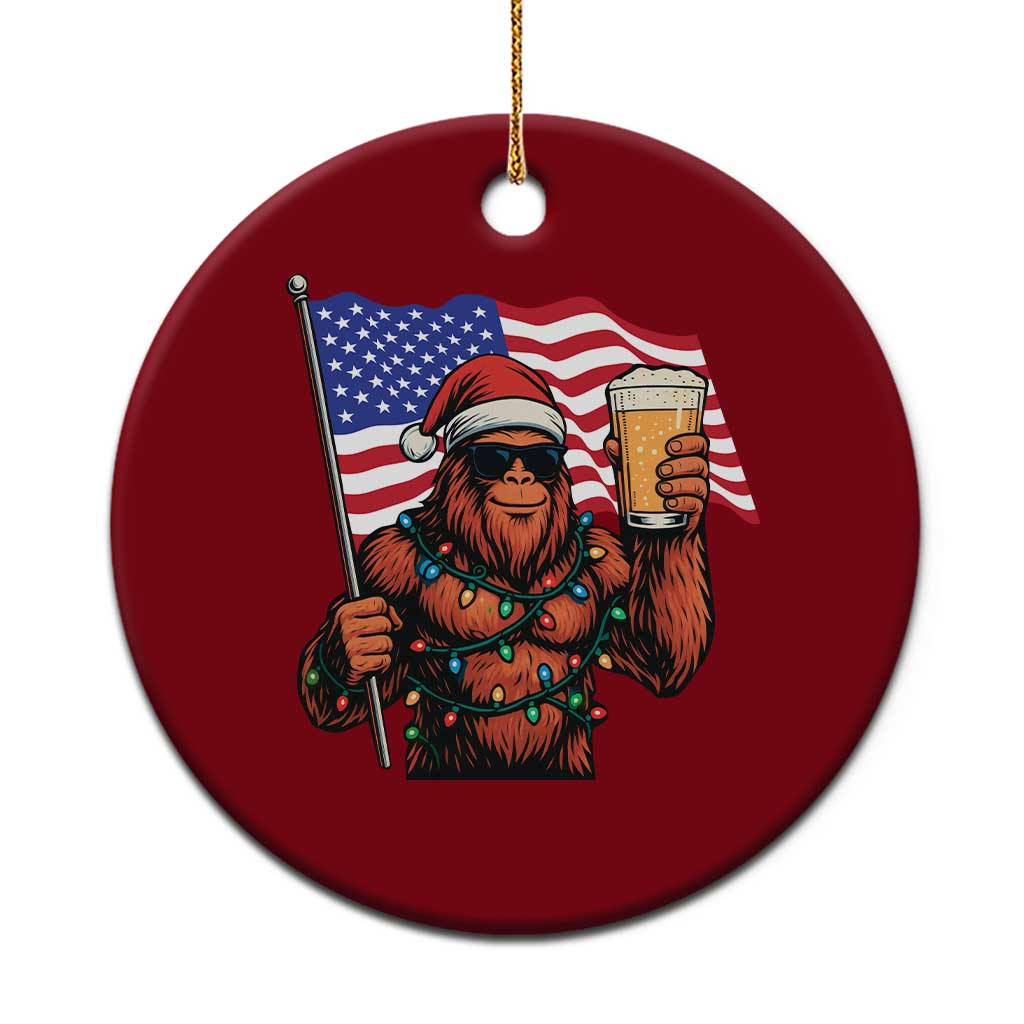 Bigfoot Beer Xmas Ceramic Ornament Sasquatch American Flag Patriotic TS14 1pc Red Print Your Wear