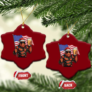 Bigfoot Beer Xmas Ceramic Ornament Sasquatch American Flag Patriotic TS14 Print Your Wear