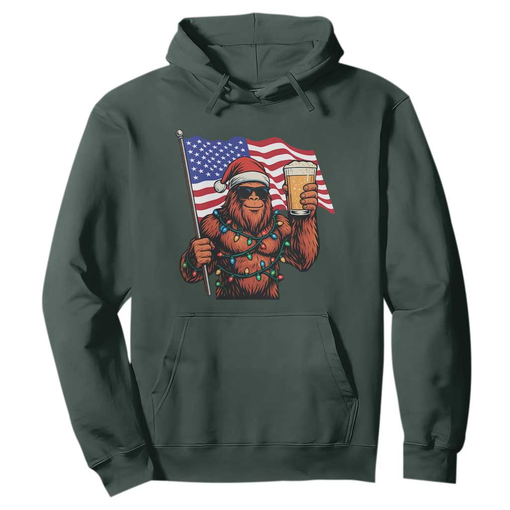 Bigfoot Beer Christmas Hoodie Sasquatch American Flag Patriotic TS14 Dark Forest Green Print Your Wear