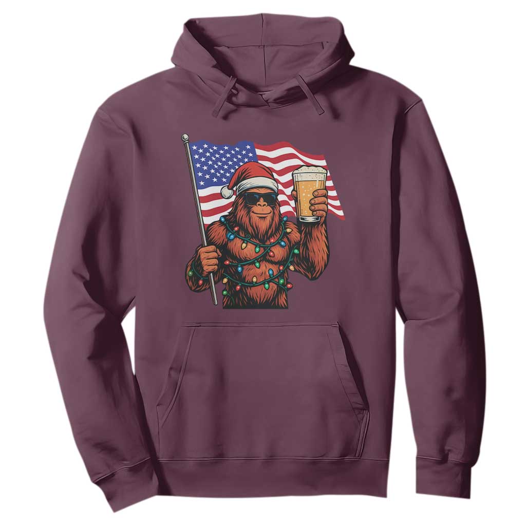 Bigfoot Beer Christmas Hoodie Sasquatch American Flag Patriotic TS14 Maroon Print Your Wear