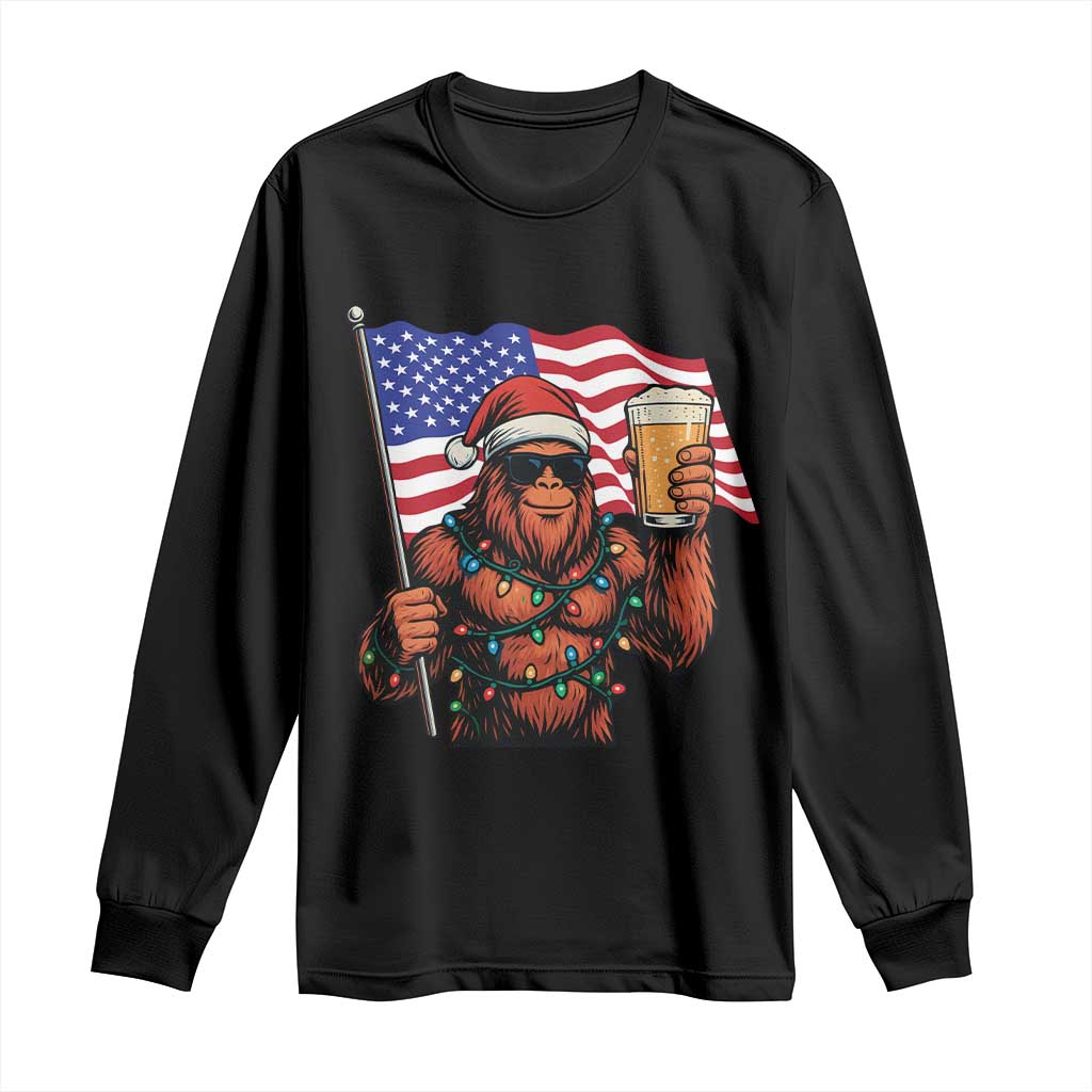 Bigfoot Beer Christmas Long Sleeve Shirt Sasquatch American Flag Patriotic TS14 Black Print Your Wear