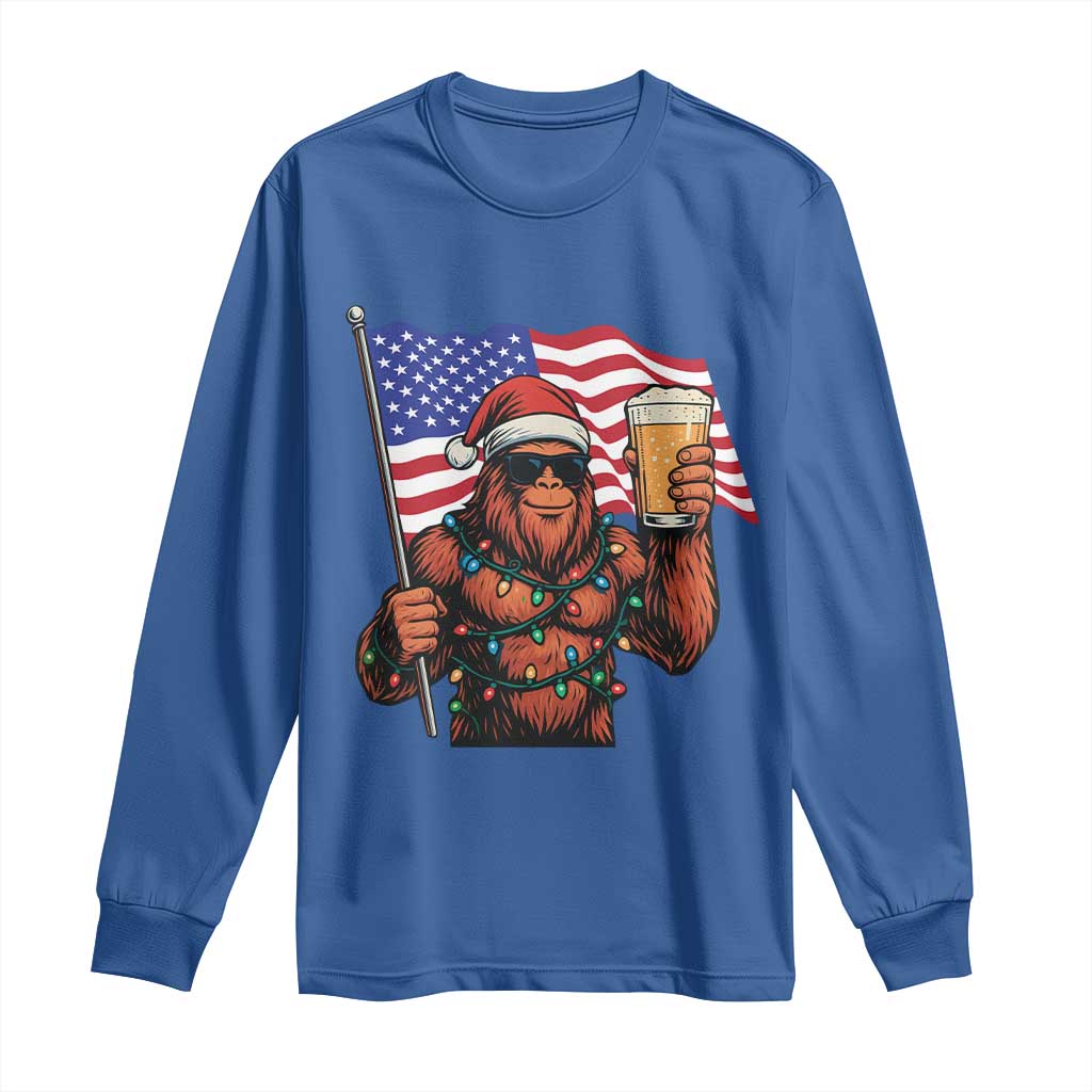 Bigfoot Beer Christmas Long Sleeve Shirt Sasquatch American Flag Patriotic TS14 Royal Blue Print Your Wear