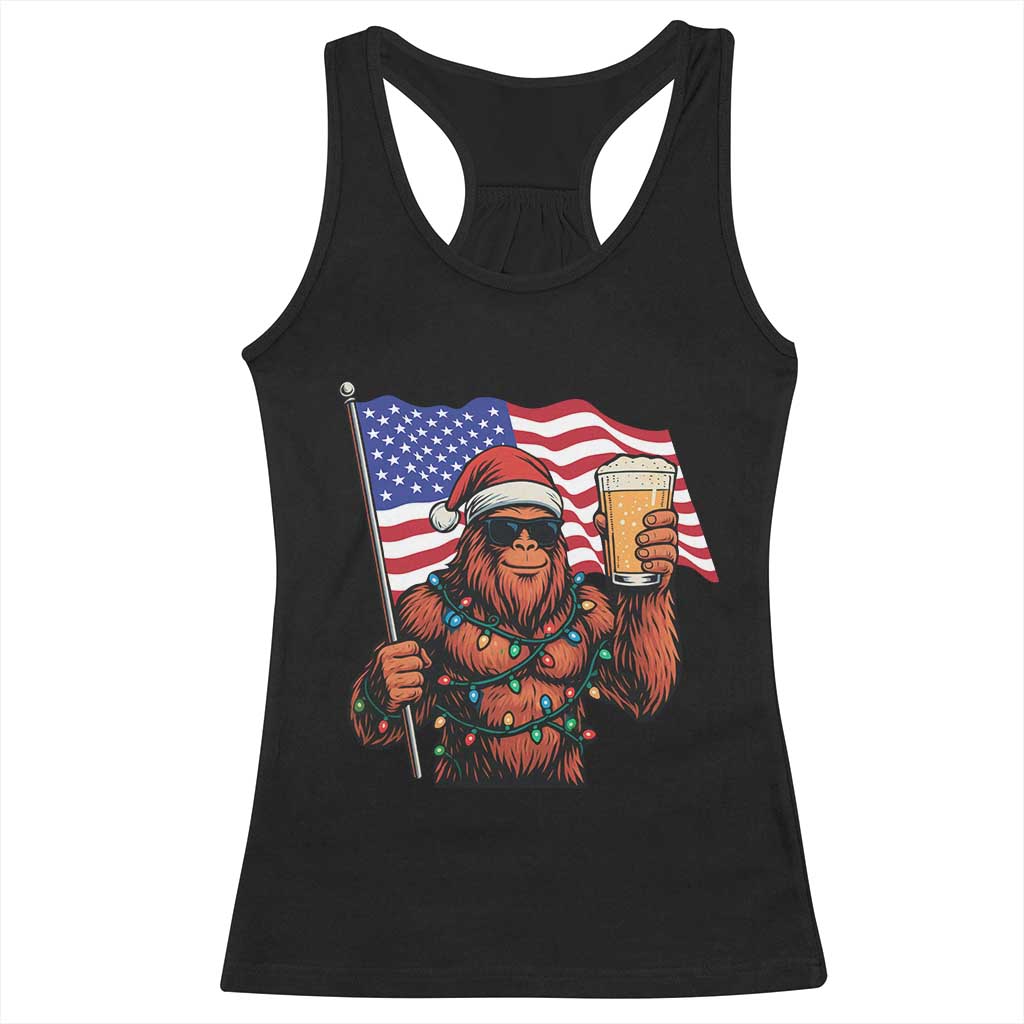 Bigfoot Beer Christmas Racerback Tank Top Sasquatch American Flag Patriotic - Print Your Wear