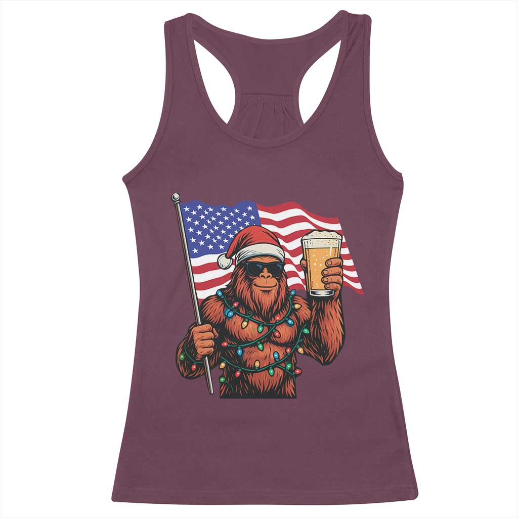 Bigfoot Beer Christmas Racerback Tank Top Sasquatch American Flag Patriotic TS14 Maroon Print Your Wear