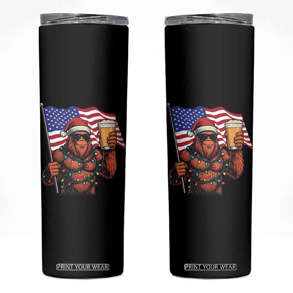 Bigfoot Beer Christmas Skinny Tumbler Sasquatch American Flag Patriotic TS14 Black Print Your Wear
