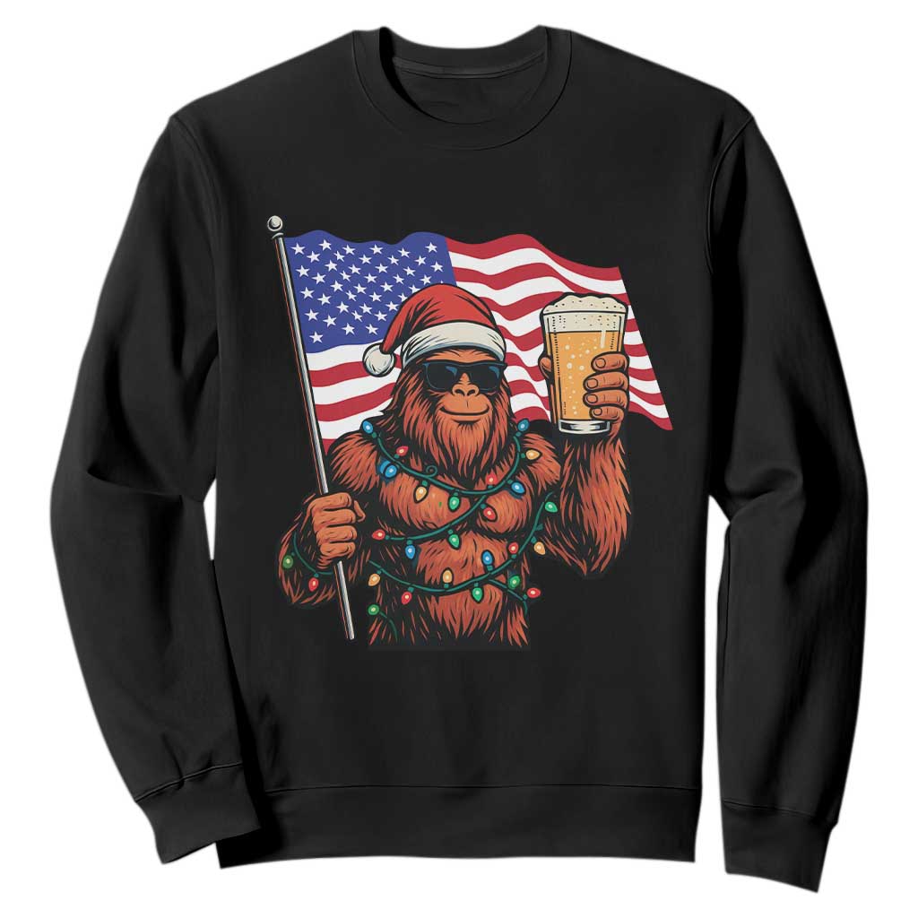 Bigfoot Beer Christmas Sweatshirt Sasquatch American Flag Patriotic TS14 Black Print Your Wear