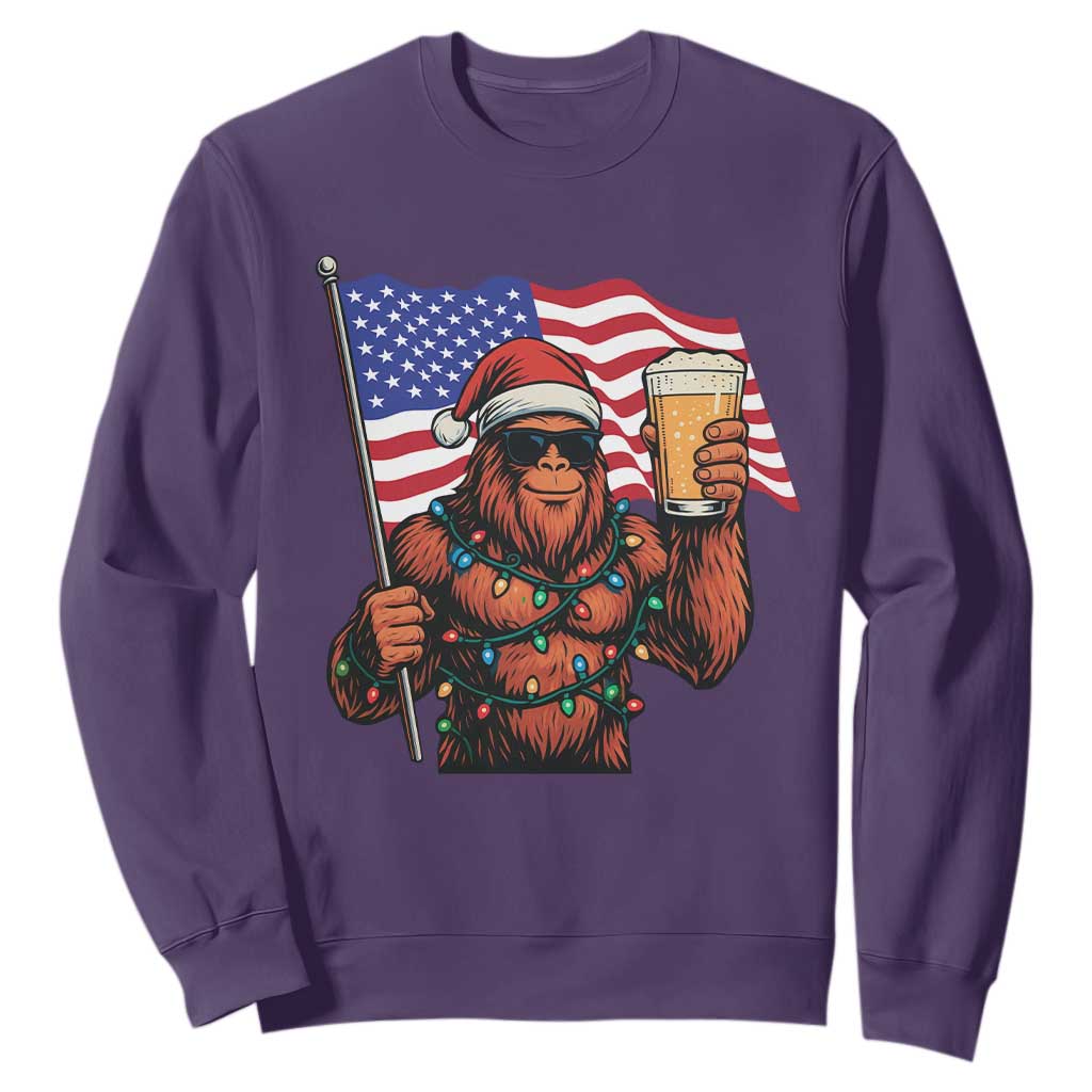 Bigfoot Beer Christmas Sweatshirt Sasquatch American Flag Patriotic TS14 Purple Print Your Wear