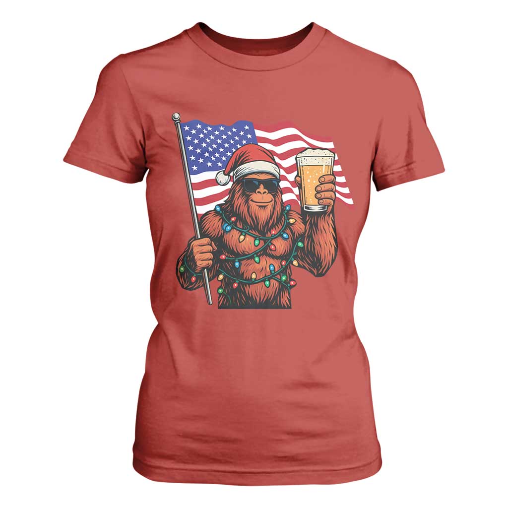 Bigfoot Beer Christmas T Shirt For Women Sasquatch American Flag Patriotic TS14 Red Print Your Wear